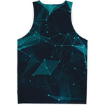 Teal Polygonal Dot Geometric Print Men's Tank Top