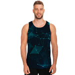 Teal Polygonal Dot Geometric Print Men's Tank Top