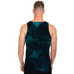Teal Polygonal Dot Geometric Print Men's Tank Top