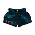 Teal Polygonal Dot Geometric Print Muay Thai Boxing Shorts