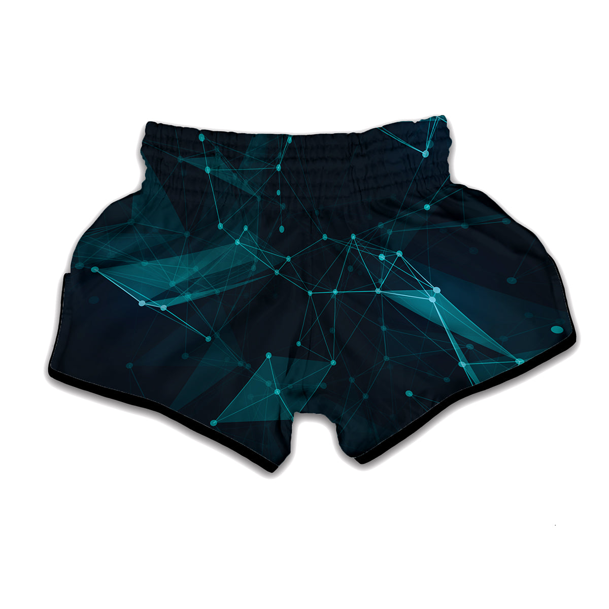 Teal Polygonal Dot Geometric Print Muay Thai Boxing Shorts