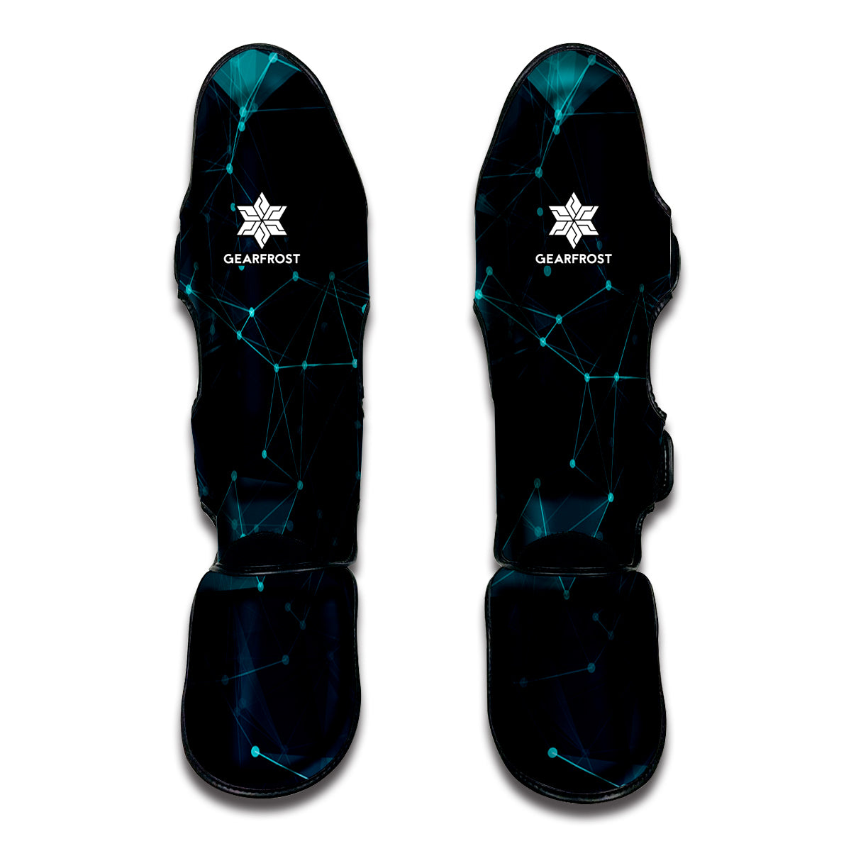 Teal Polygonal Dot Geometric Print Muay Thai Shin Guard