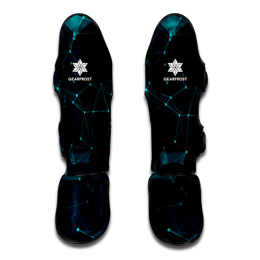 Teal Polygonal Dot Geometric Print Muay Thai Shin Guard