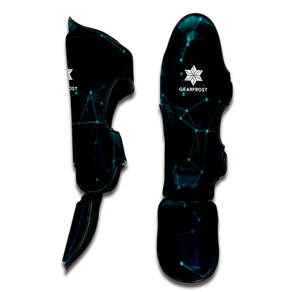 Teal Polygonal Dot Geometric Print Muay Thai Shin Guard
