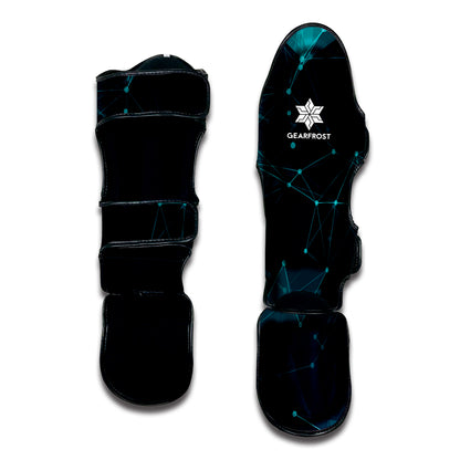 Teal Polygonal Dot Geometric Print Muay Thai Shin Guard
