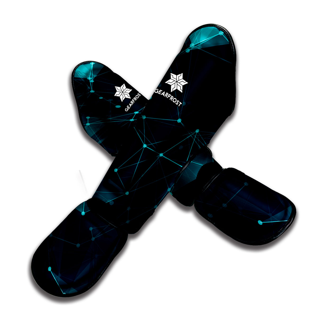 Teal Polygonal Dot Geometric Print Muay Thai Shin Guard