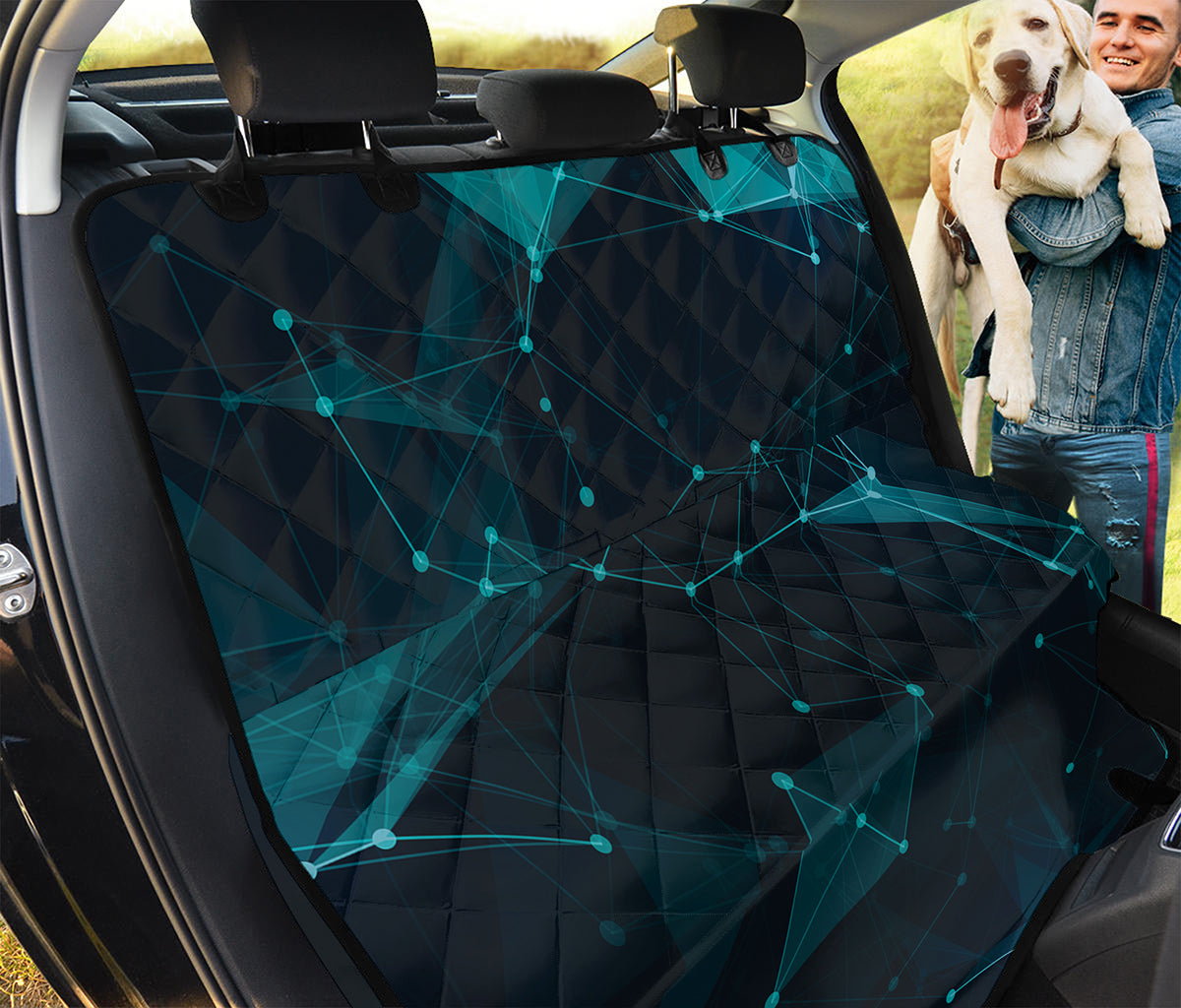 Teal Polygonal Dot Geometric Print Pet Car Back Seat Cover
