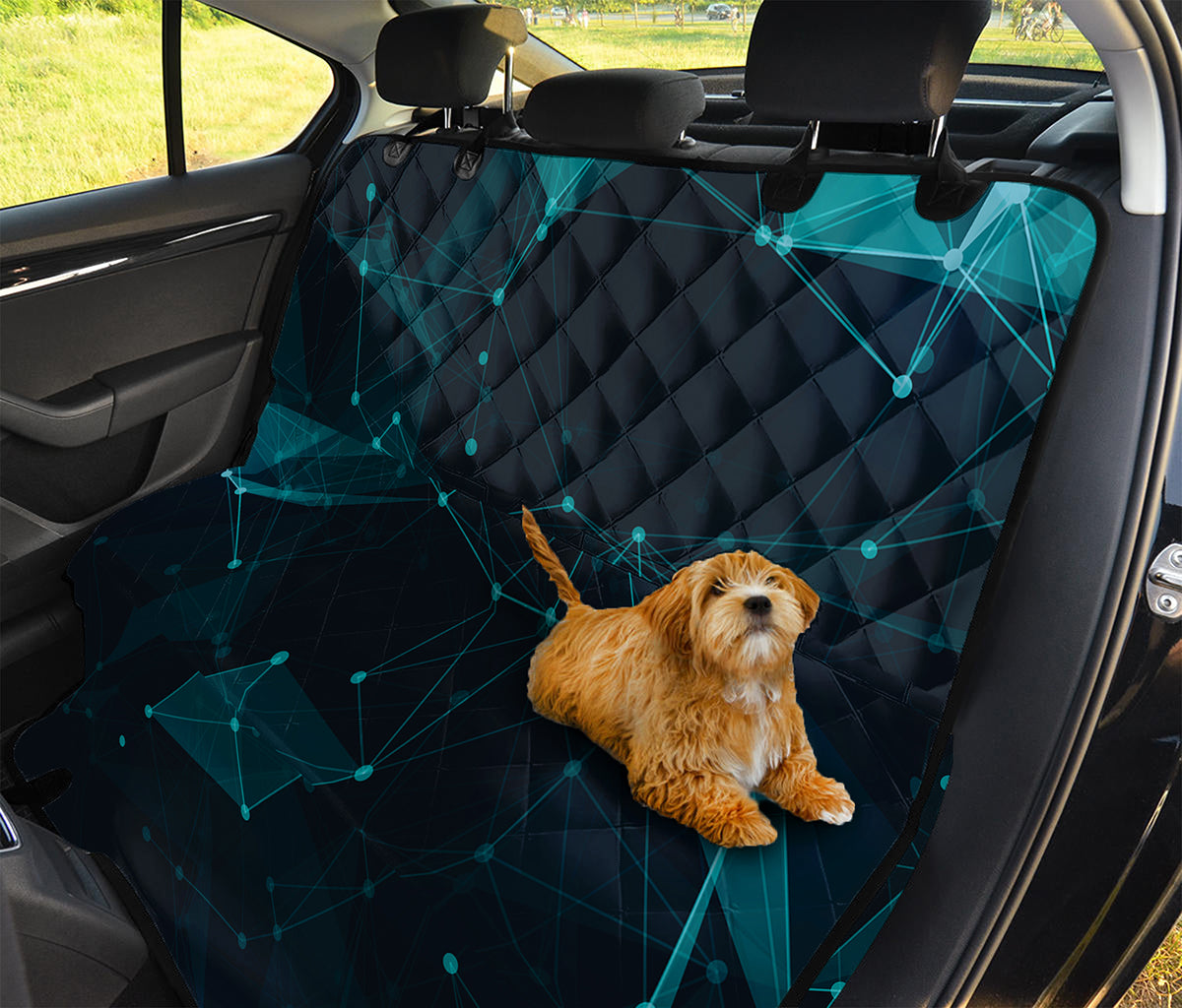 Teal Polygonal Dot Geometric Print Pet Car Back Seat Cover