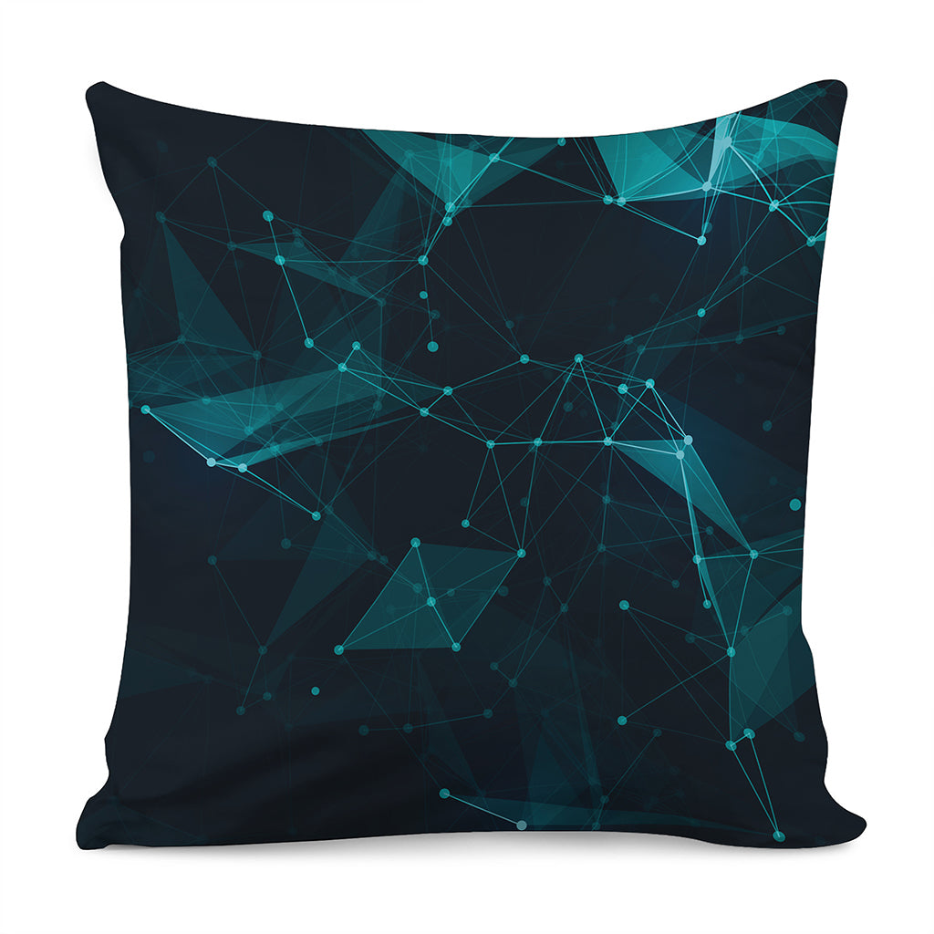 Teal Polygonal Dot Geometric Print Pillow Cover