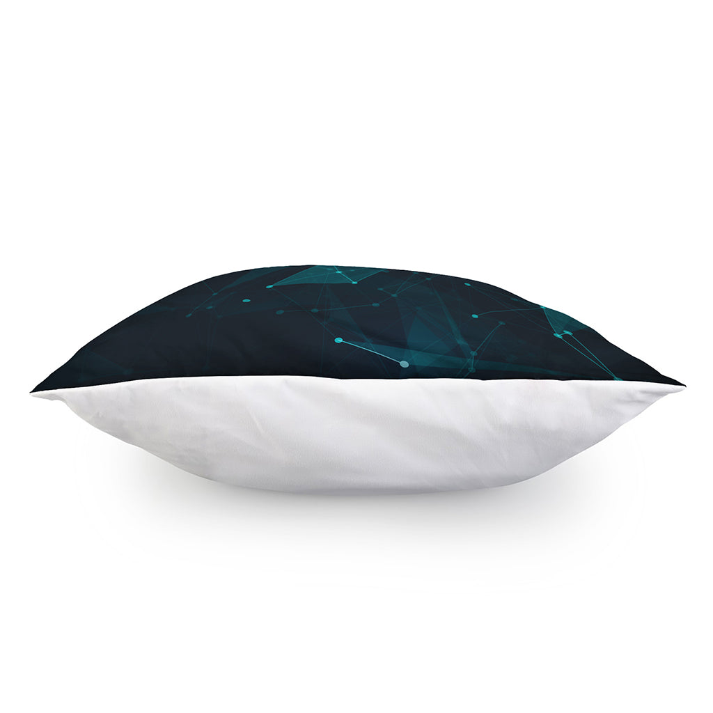 Teal Polygonal Dot Geometric Print Pillow Cover