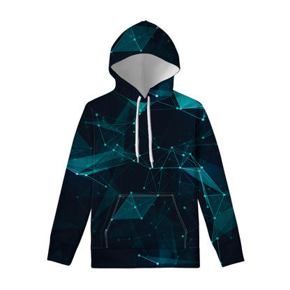 Teal Polygonal Dot Geometric Print Pullover Hoodie