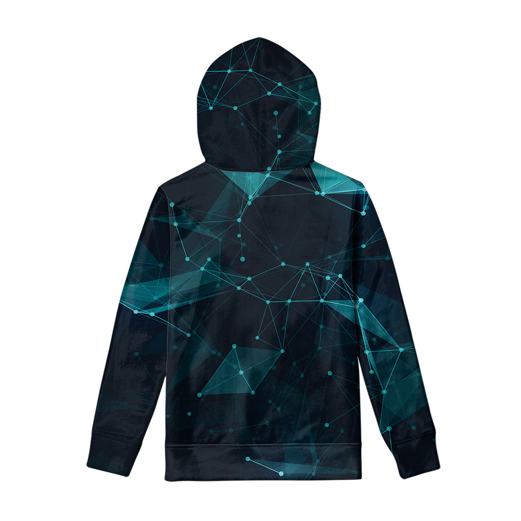 Teal Polygonal Dot Geometric Print Pullover Hoodie
