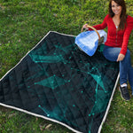 Teal Polygonal Dot Geometric Print Quilt