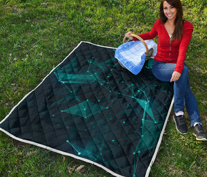 Teal Polygonal Dot Geometric Print Quilt