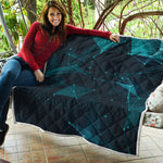 Teal Polygonal Dot Geometric Print Quilt