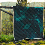 Teal Polygonal Dot Geometric Print Quilt