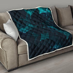 Teal Polygonal Dot Geometric Print Quilt