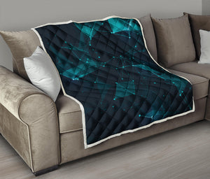 Teal Polygonal Dot Geometric Print Quilt