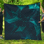 Teal Polygonal Dot Geometric Print Quilt