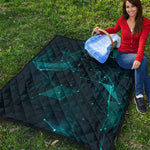 Teal Polygonal Dot Geometric Print Quilt