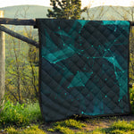 Teal Polygonal Dot Geometric Print Quilt