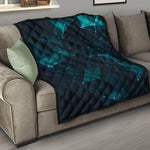 Teal Polygonal Dot Geometric Print Quilt