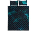 Teal Polygonal Dot Geometric Print Quilt Bed Set