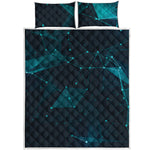 Teal Polygonal Dot Geometric Print Quilt Bed Set