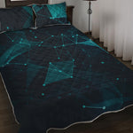 Teal Polygonal Dot Geometric Print Quilt Bed Set