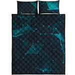 Teal Polygonal Dot Geometric Print Quilt Bed Set