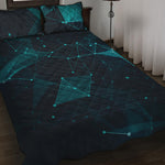 Teal Polygonal Dot Geometric Print Quilt Bed Set