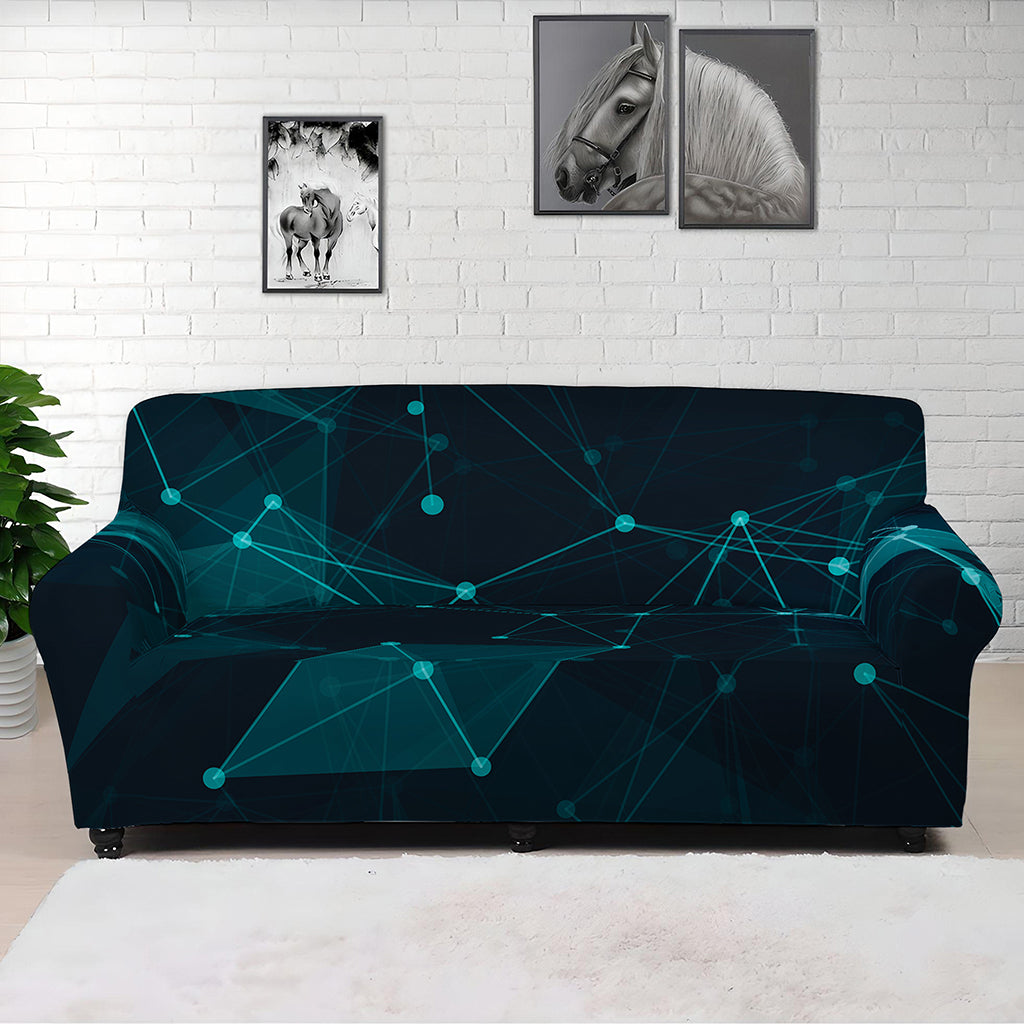 Teal Polygonal Dot Geometric Print Sofa Cover