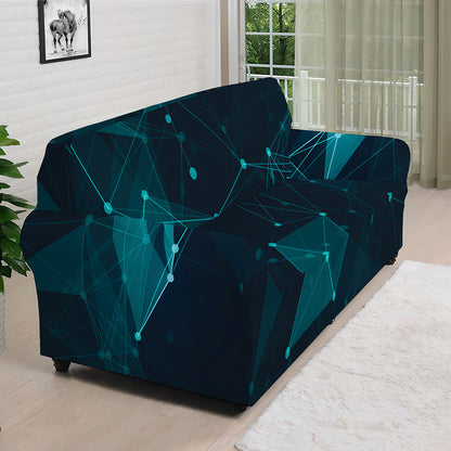 Teal Polygonal Dot Geometric Print Sofa Cover