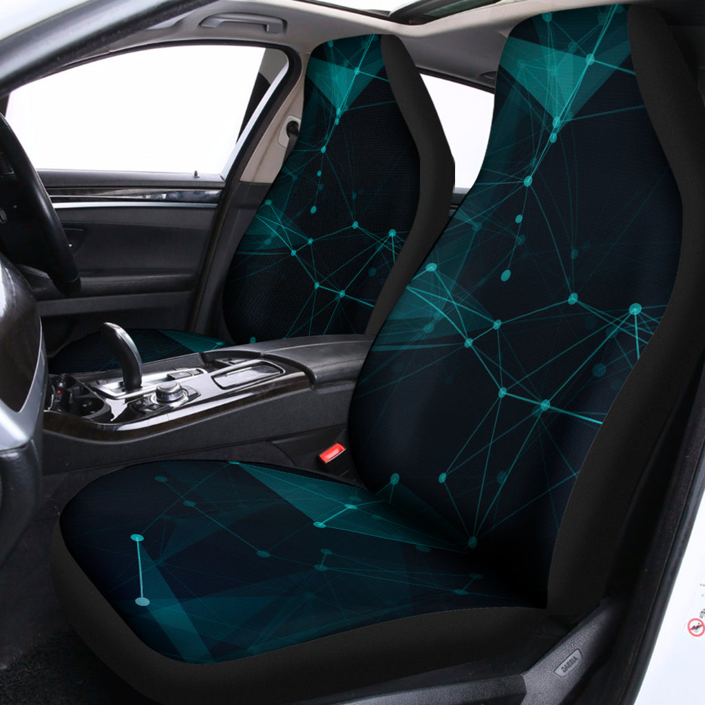 Teal Polygonal Dot Geometric Print Universal Fit Car Seat Covers