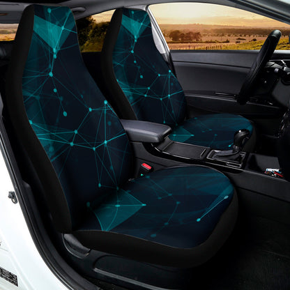 Teal Polygonal Dot Geometric Print Universal Fit Car Seat Covers