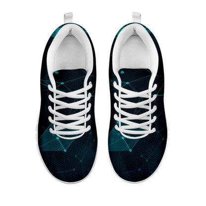 Teal Polygonal Dot Geometric Print White Sneakers