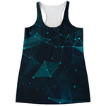 Teal Polygonal Dot Geometric Print Women's Racerback Tank Top