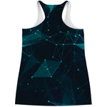 Teal Polygonal Dot Geometric Print Women's Racerback Tank Top