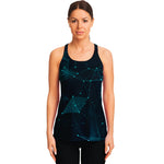 Teal Polygonal Dot Geometric Print Women's Racerback Tank Top