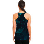Teal Polygonal Dot Geometric Print Women's Racerback Tank Top