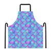 Teal Purple Mermaid Scales Pattern Print Apron