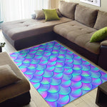 Teal Purple Mermaid Scales Pattern Print Area Rug GearFrost