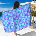 Teal Purple Mermaid Scales Pattern Print Beach Sarong Wrap