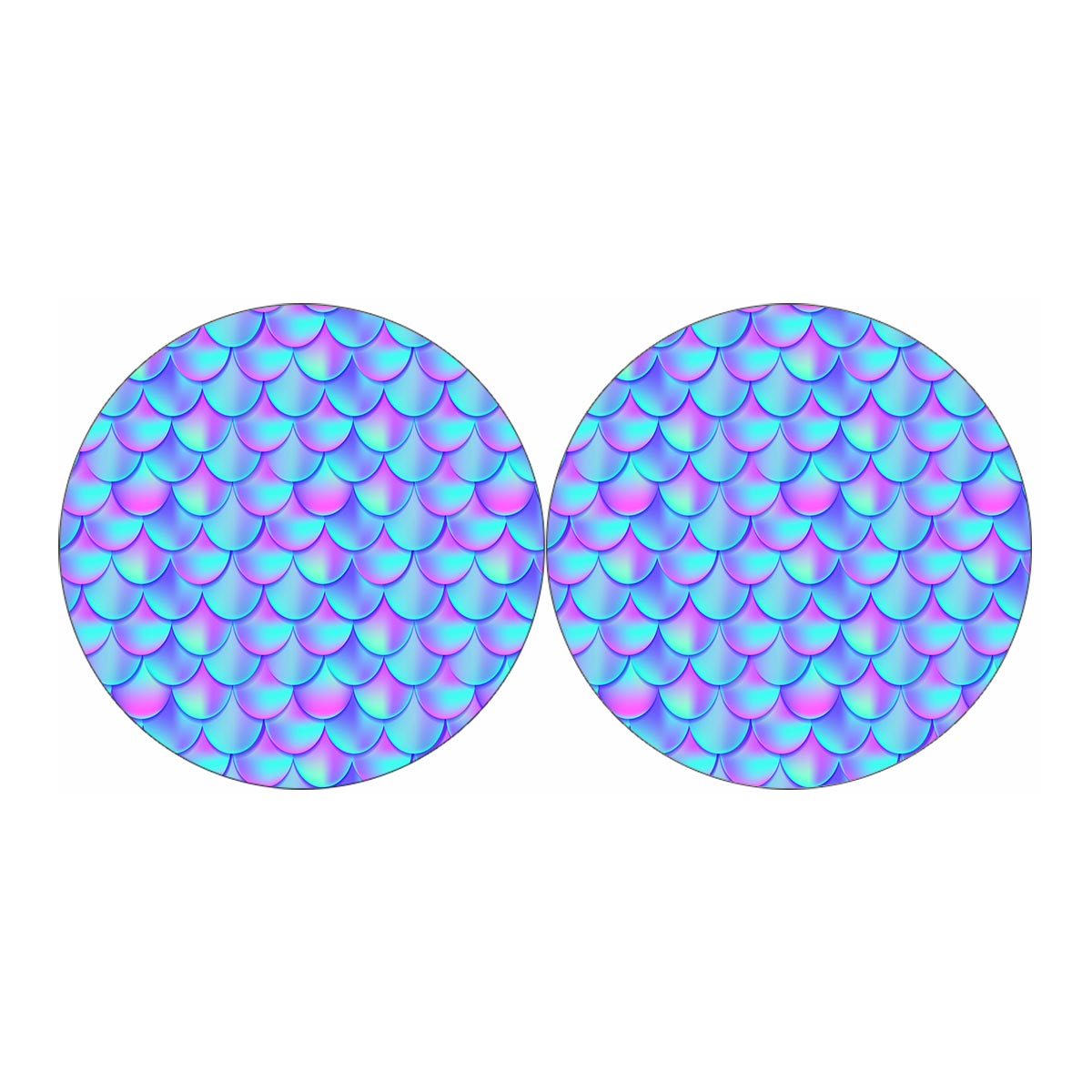Teal Purple Mermaid Scales Pattern Print Car Coasters