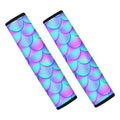 Teal Purple Mermaid Scales Pattern Print Car Seat Belt Covers