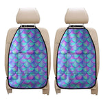 Teal Purple Mermaid Scales Pattern Print Car Seat Organizers