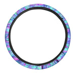 Teal Purple Mermaid Scales Pattern Print Car Steering Wheel Cover