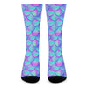 Teal Purple Mermaid Scales Pattern Print Crew Socks