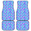 Teal Purple Mermaid Scales Pattern Print Front and Back Car Floor Mats