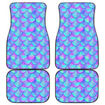 Teal Purple Mermaid Scales Pattern Print Front and Back Car Floor Mats